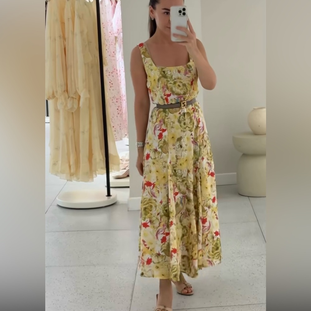 ZARA LINEN BLEND PRINT DRESS